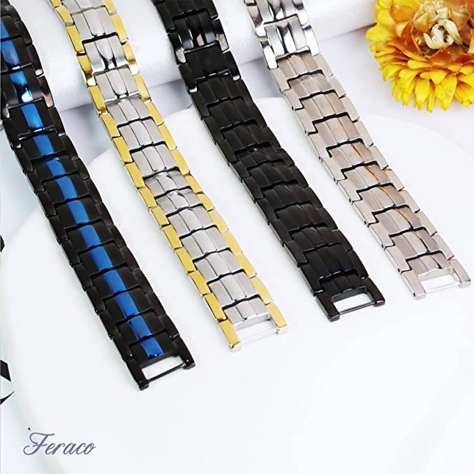 Silver Double Row Magnets Titanium Steel Magnetic Bracelet