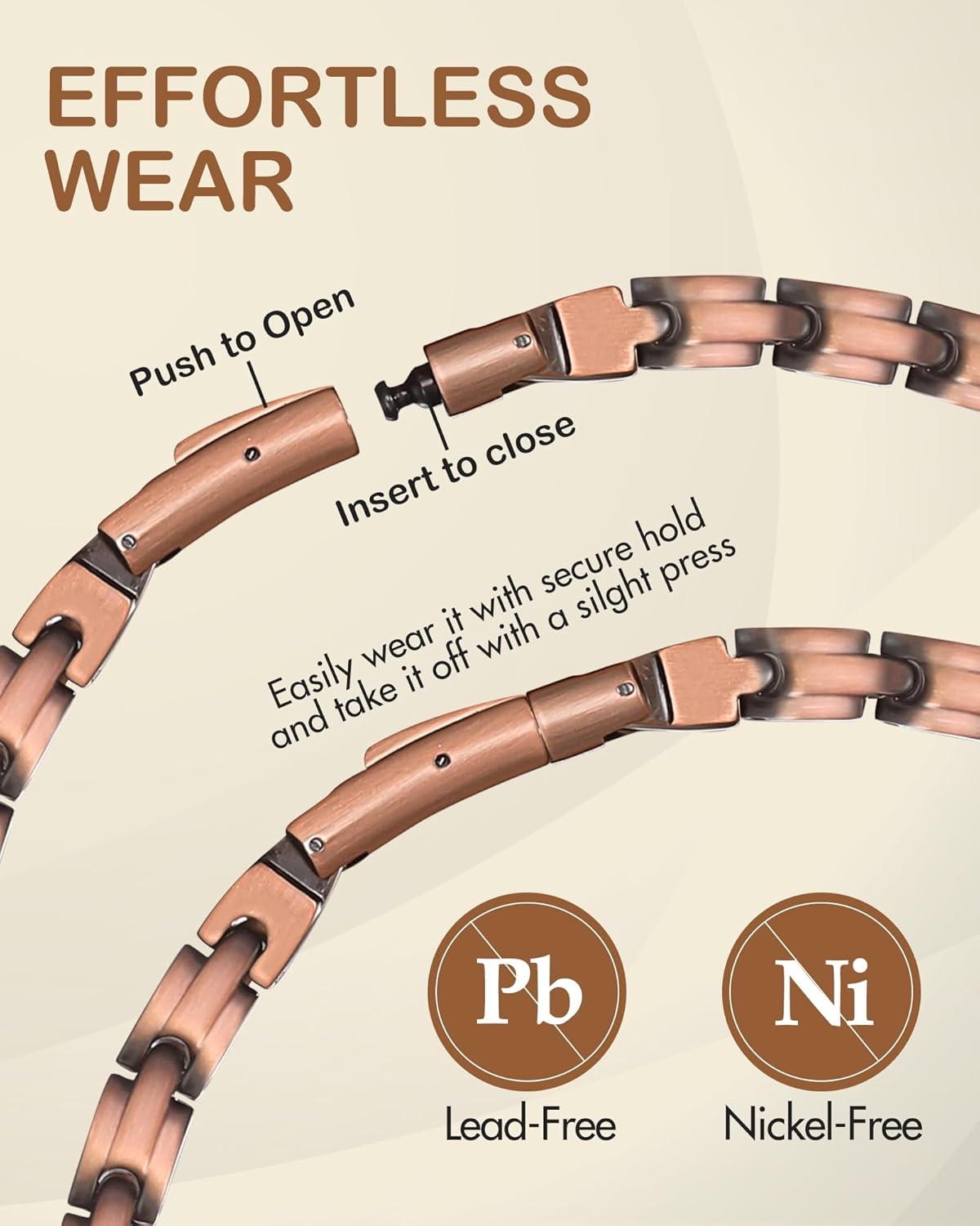 Feraco Copper Necklace for Men Women, 99.99% Pure Copper Magnetic Chains with 3500 Gauss Ultra Strength Neodymium Magnets, Adjustable Jewelry Gift with Sizing Tool