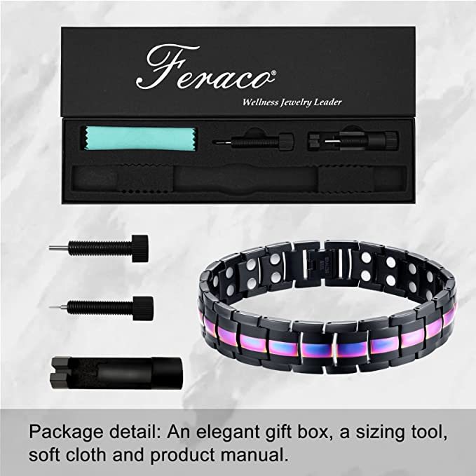 Black & Violet Double Row Magnets Titanium Steel Magnetic Bracelet