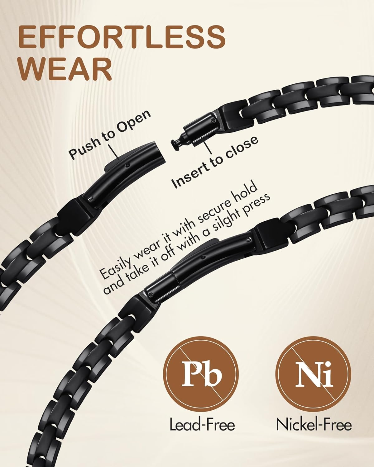 Feraco Magnetic Necklace for Men Women, Titanium Stainless Steel Magnetic Chain with Ultra Strength Neodymium Magnets, Black Jewelry Gift, Adjustable