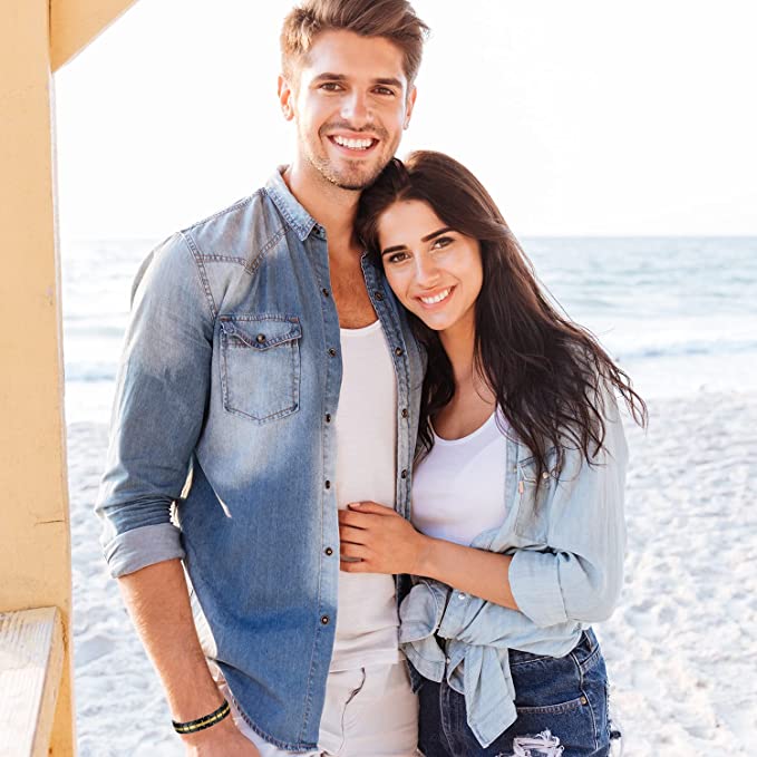 Black & Gold Double Row Magnets Titanium Steel Magnetic Bracelet