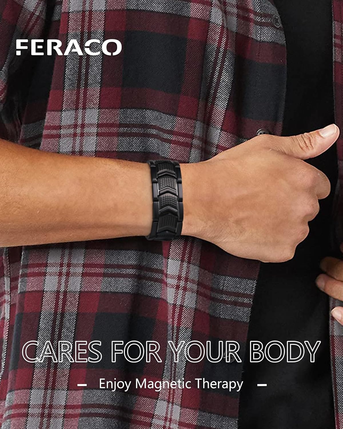 Feraco Magnetic Therapy Bracelets for Men 3X Strength, Titanium Steel Magnetic Bracelets with 3800 Gauss Neodymium Magnets