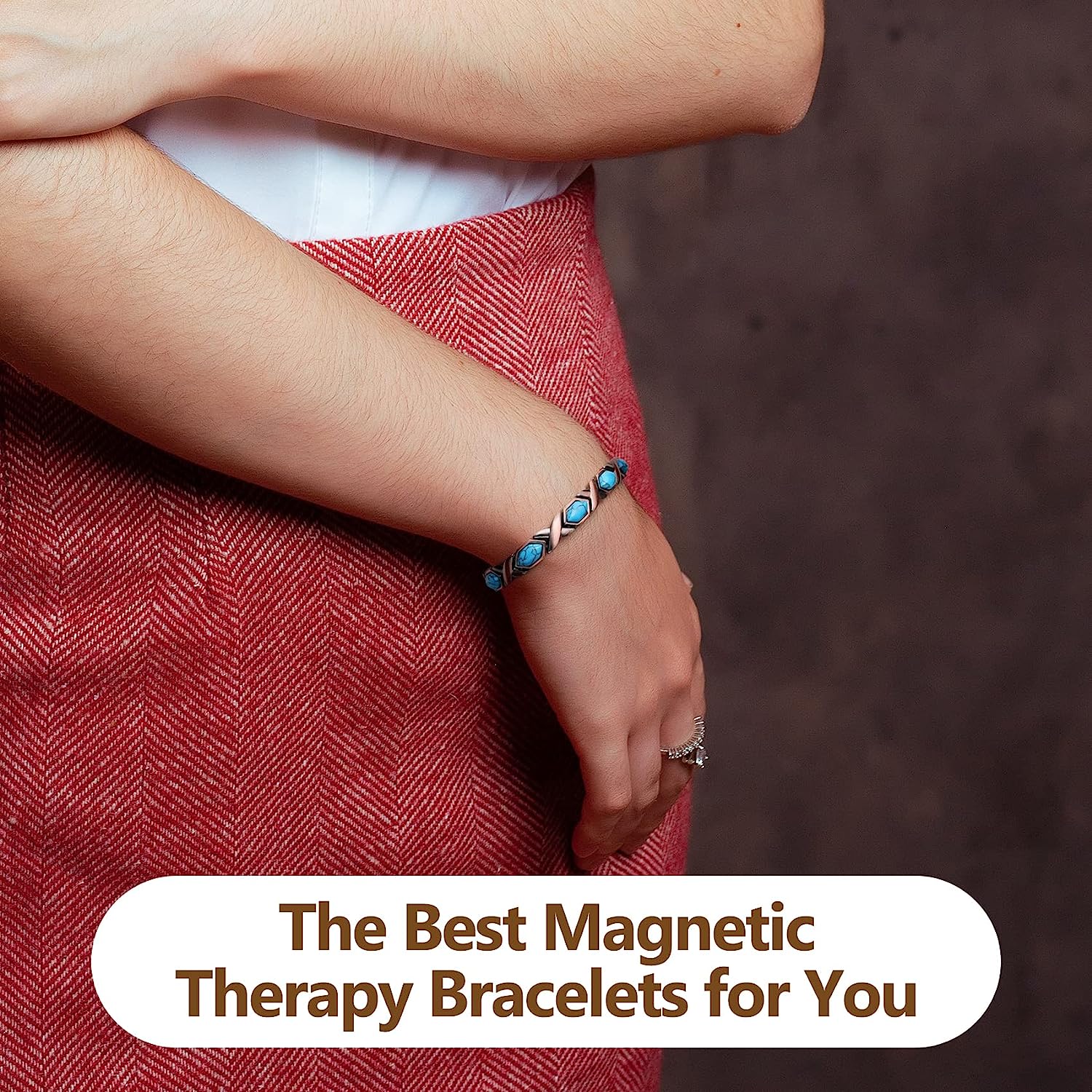 Blue Natural Turquoise Pure Copper Magnetic Therapy Bracelets