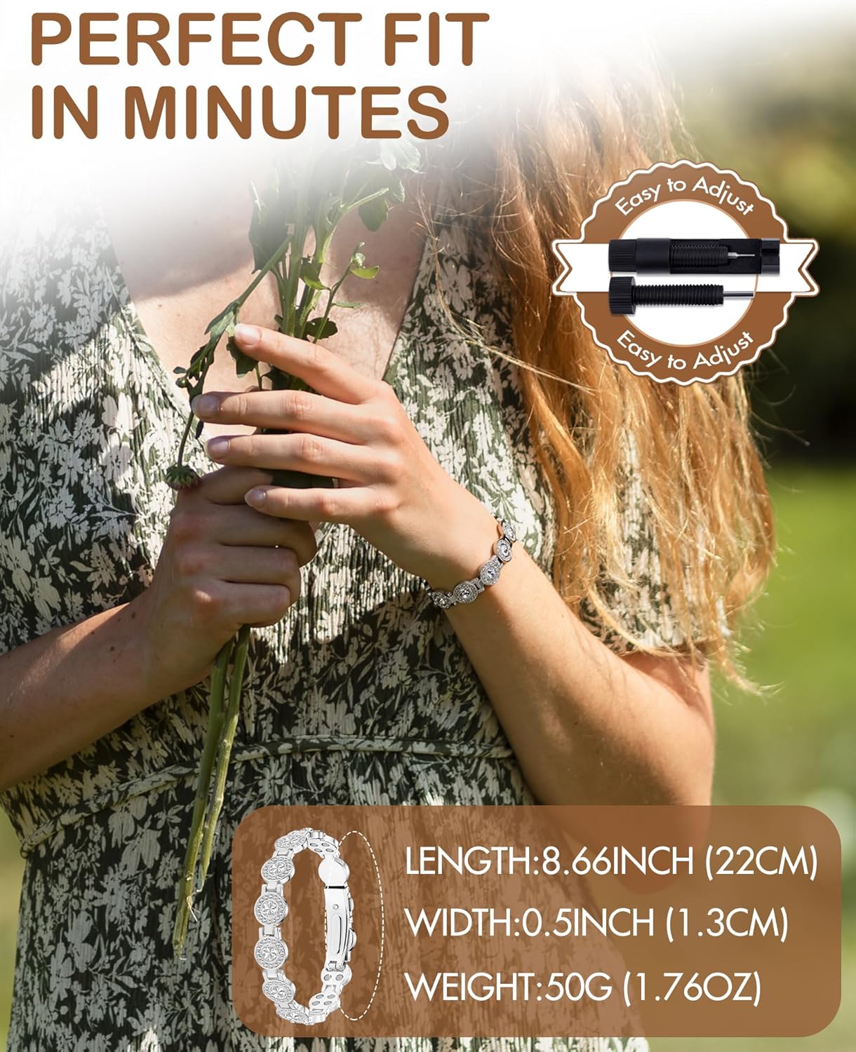 Feraco Pure Copper Bracelets for Women, 4X Ultra Strength Magnetic Bracelet with 3800 Gauss Neodymium Magnets & Dazzling Austrian Cut Crystals Stone, Adjustable Jewelry Gift