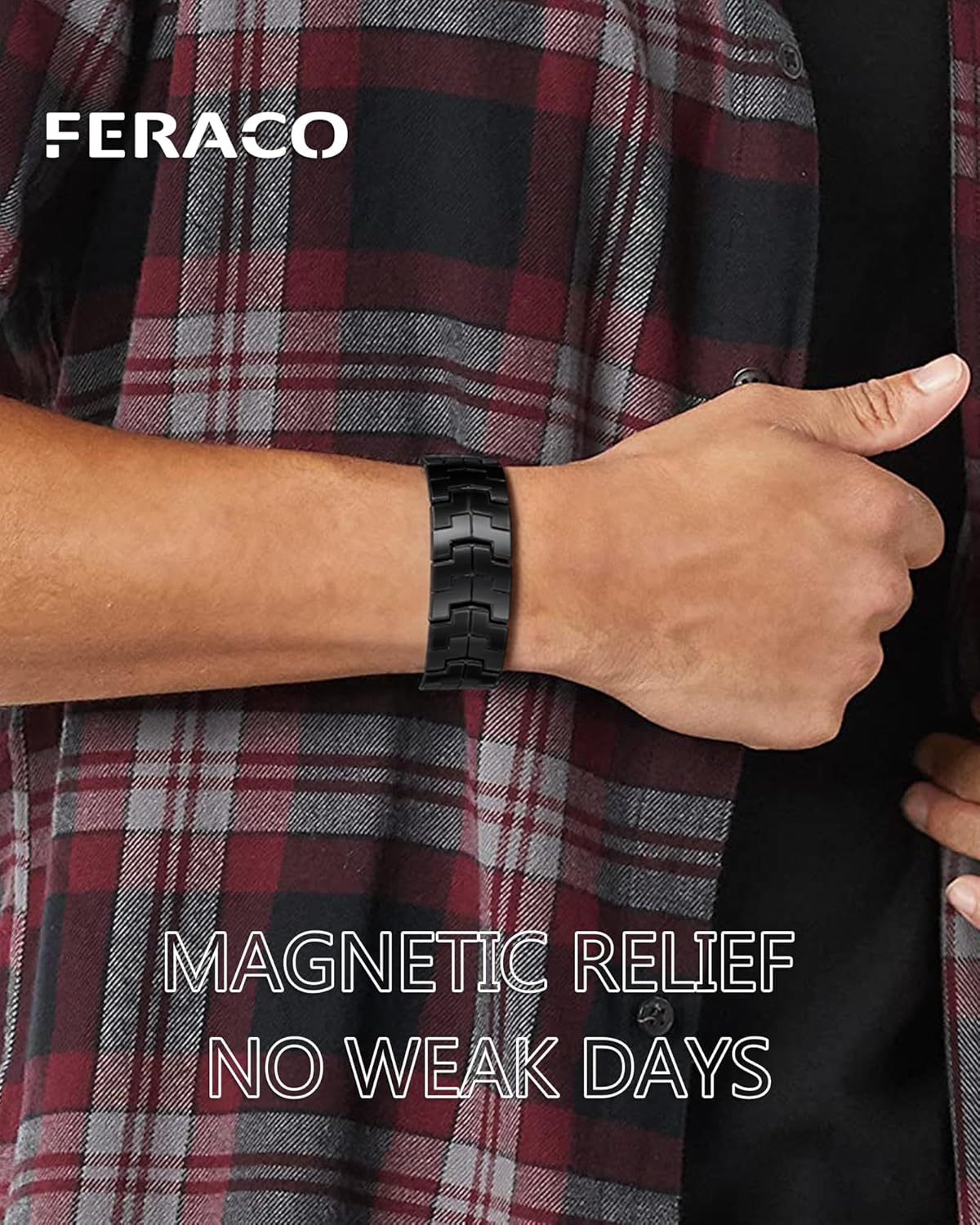 Feraco 3X Strength Magnetic Therapy Bracelets for Men,Titanium Steel Bracelets with 3800 Gauss Magnets