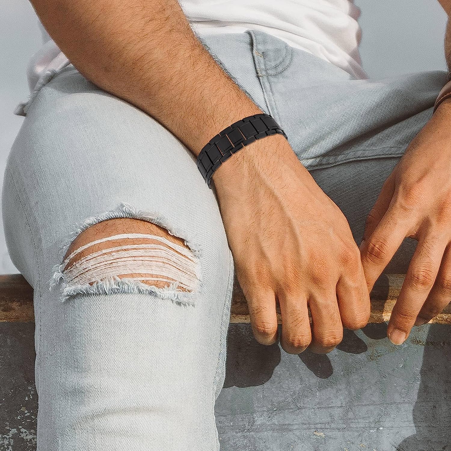 Midnight Black 3X Strength Copper Magnetic Bracelet for men