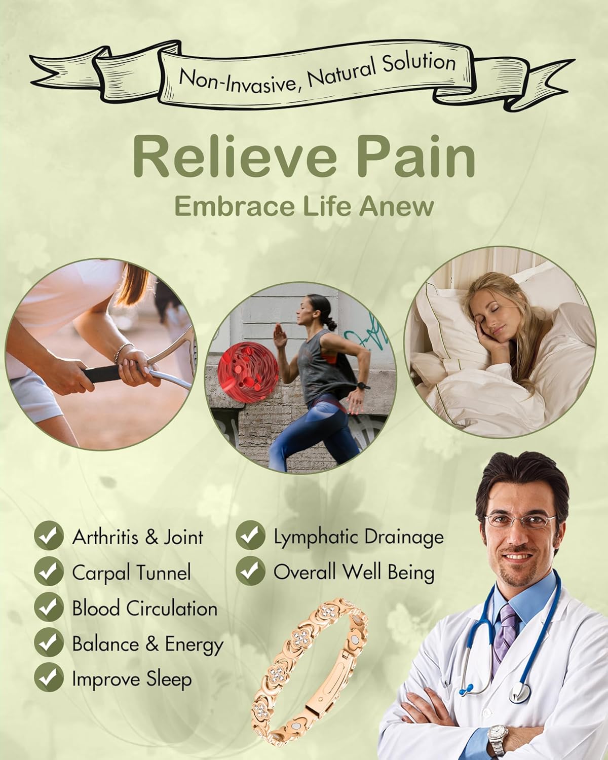 Feraco Magnetic Bracelets for Women with 3800 Gauss Effective Magnets, Stainless Steel Bracelet with Sparkling Zirconia, Infinite Symbol