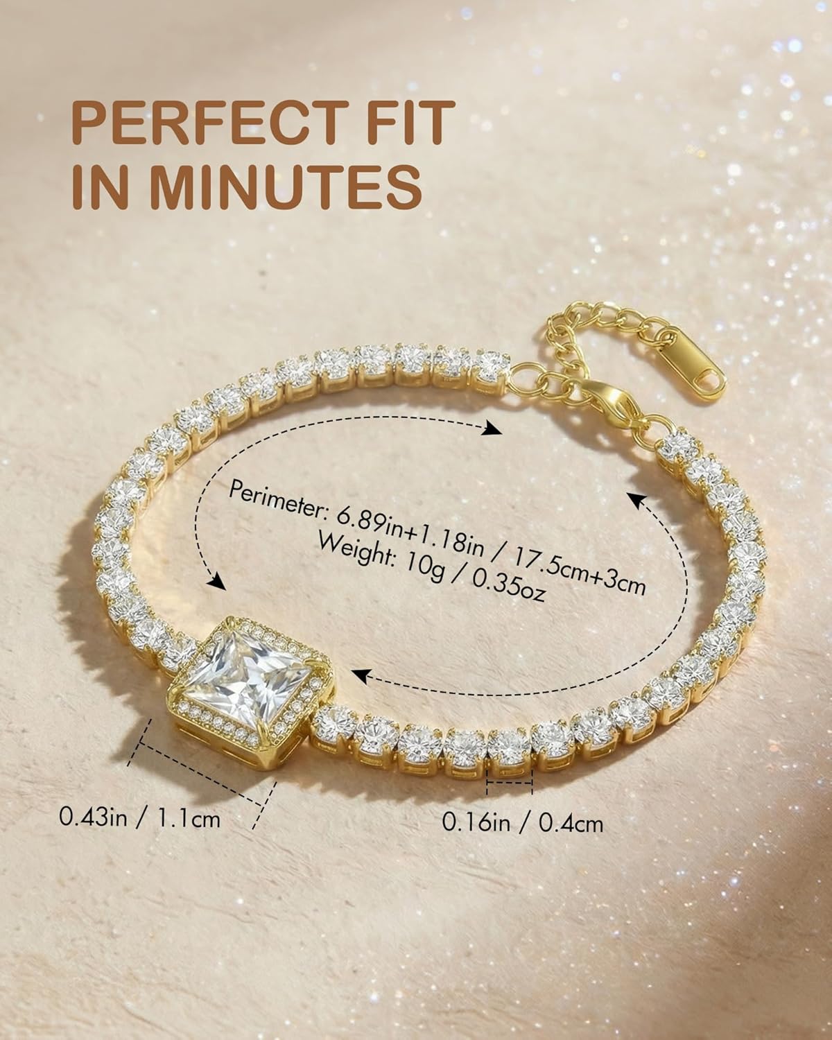 Feraco Magnetic Bracelets for Women, Stainless Steel Dainty Tennis Bracelet with 4PCS 3800 Gauss Neodymium Magnets & AAA+ Cubic Zirconia, Lobster Claw