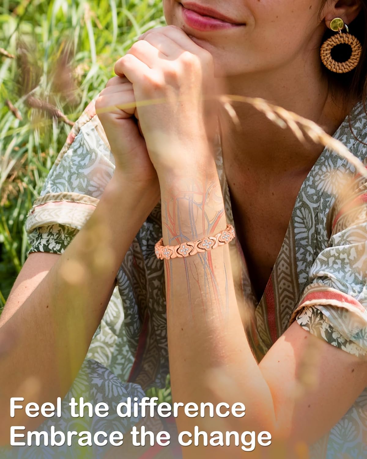 Feraco Pure Copper Bracelets for Women, 5X Ultra Strength Magnetic Bracelet with 5000 Gauss Neodymium Magnets & Upgraded Butterfly Clasp, Adjustable Jewelry Gift