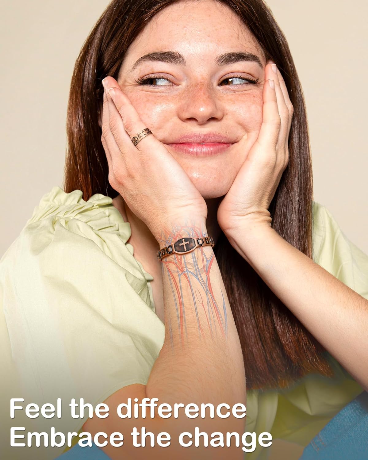 Feraco Copper Bracelets for Women, 99.99% Pure Copper Magnetic Bracelets with Effective Neodymium Magnets, Adjustable Jewelry Gift with Sizing Tool