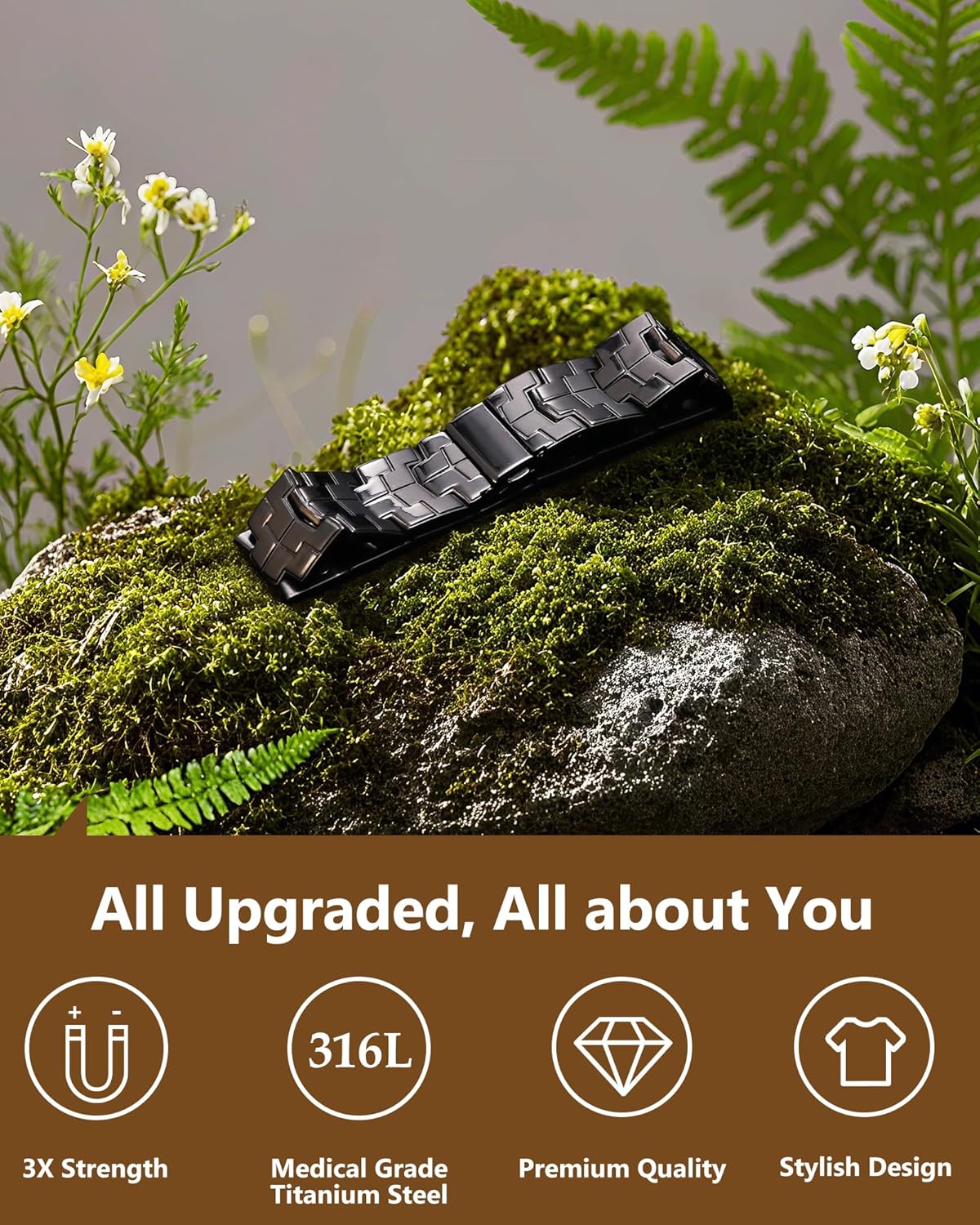 Feraco 3X Strength Magnetic Therapy Bracelets for Men,Titanium Steel Bracelets with 3800 Gauss Magnets