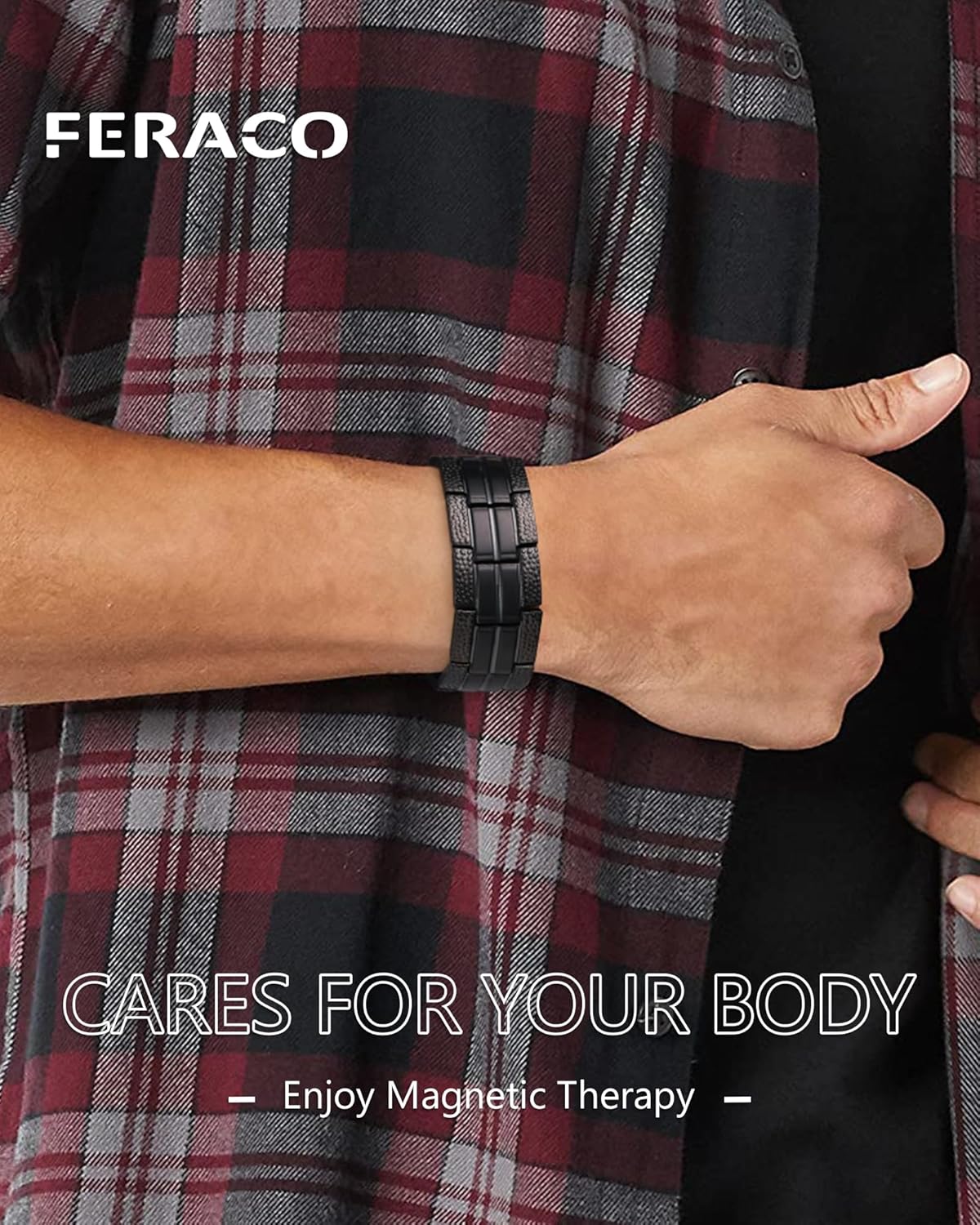 Feraco 3X Strength Magnetic Therapy Bracelets for Men, Titanium Steel Bracelets with 3800 Gauss Neodymium Magnets