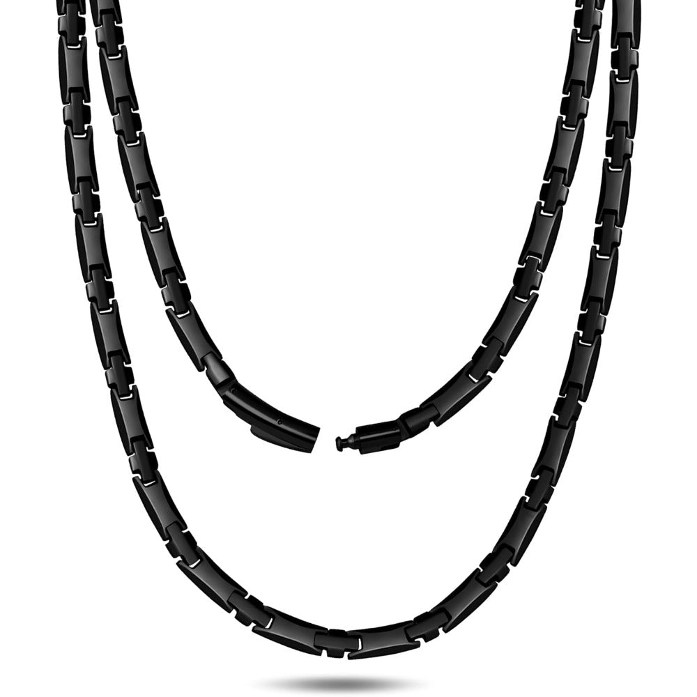 Feraco Magnetic Necklace for Men Women, Titanium Stainless Steel Magnetic Chain with Ultra Strength Neodymium Magnets & Cross Pattern, Black Jewelry Gift, Adjustable