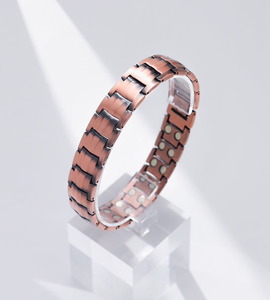 Double-Row Strong Men's Copper Magnetic Bracelet for Arthritis.