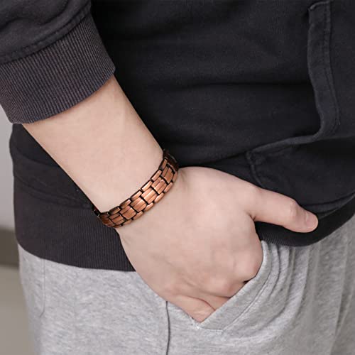 Feraco Men's Copper Magnetic Bracelet Elegant 99.99% Solid Copper Bracelets with Double-Row Strong Magnets.