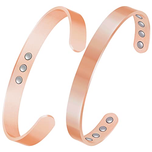 2 Pcs Sleek Copper Magnetic Bracelet with 11 Magnets.