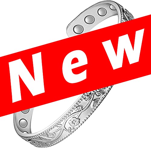 Vintage Flower Copper Cuff for Women with 11 Magnets.