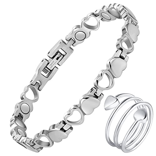Magnet Bracelet & Ring for Women Titanium Steel Ultra Strength Magnetic Bracelets