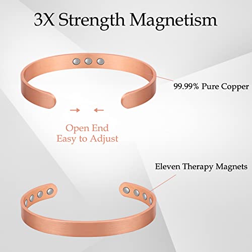 2 Pcs Sleek Copper Magnetic Bracelet with 11 Magnets.