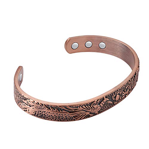 Vintage Dragon & Phoenix Pattern Copper Bracelet.