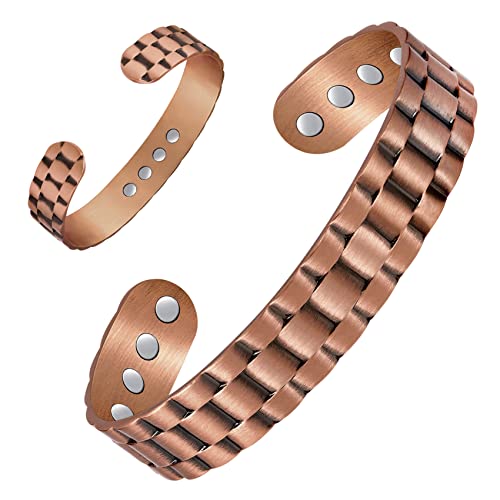 12X Strength Wide Copper Bracelet for Men Magnetic Bracelets for Men.