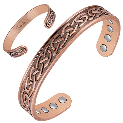 Pure Copper Plain Magnetic Heavyweight Cuff Bracelet for Men.