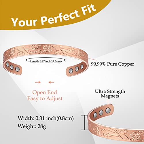 99.99% Pure Copper Magnetic Bangles.