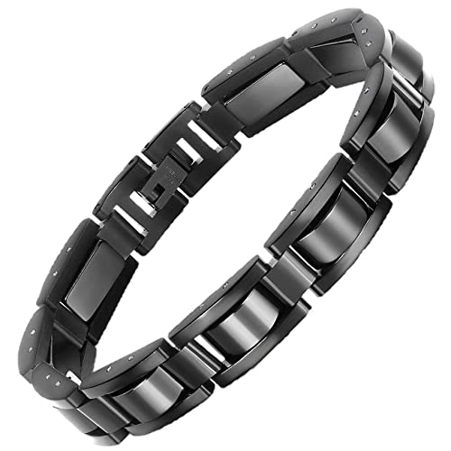 Classic Balck Stainless Steel Mens Magnetic Bracelets.