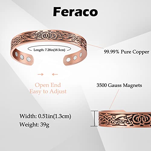 VikingPattern Copper Bracelet,99.99% Pure Copper Magnetic Bangles.