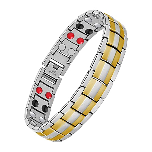 Titanium Steel Magnetic Bracelet with Double Row 4 Elements Magnets.