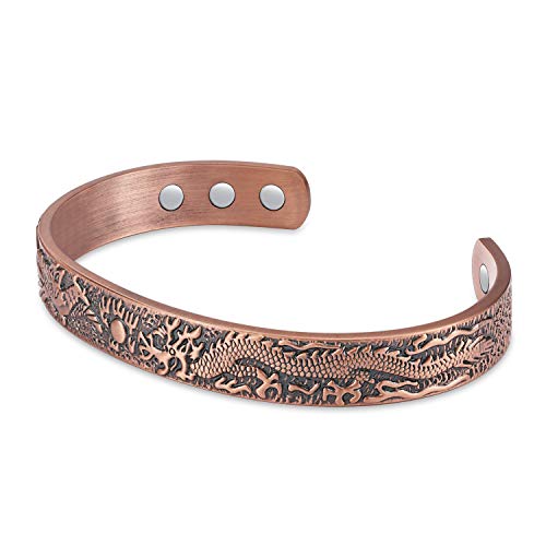 Vintage Dragon & Phoenix Pattern Copper Bracelet.