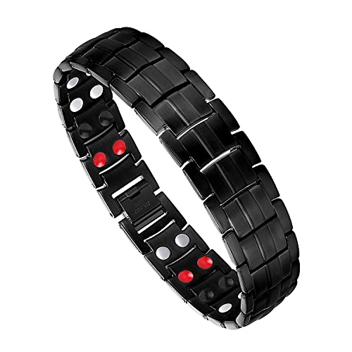 Titanium Steel Magnetic Bracelet with Double Row 4 Elements Magnets.