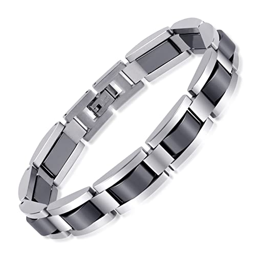 Classic Balck Stainless Steel Mens Magnetic Bracelets.