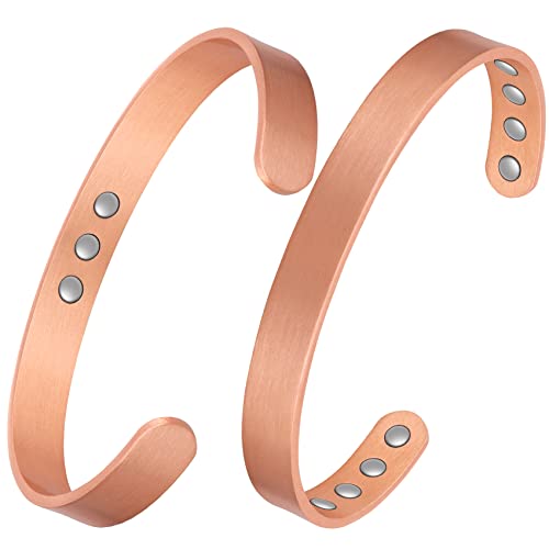 2 Pcs Sleek Copper Magnetic Bracelet with 11 Magnets.