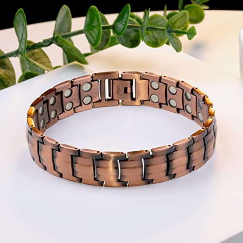 Ultra Strength Pure Copper Men's Magnetic Bracelet+Ring.