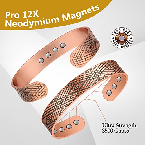 12X Strength Wide Copper Bracelet for Men.
