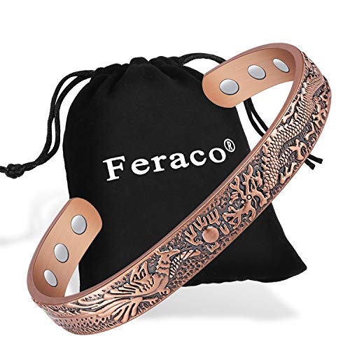 Vintage Dragon & Phoenix Pattern Copper Bracelet.