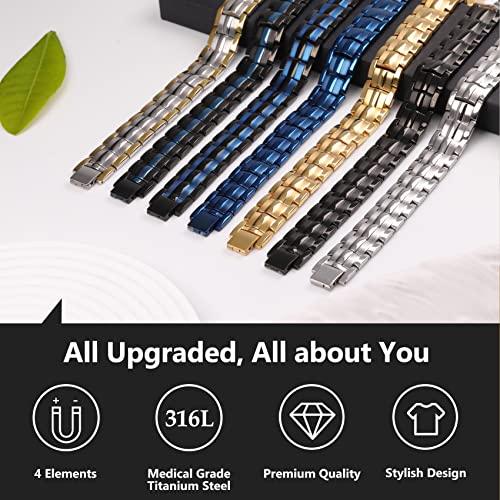 Titanium Steel Magnetic Bracelet with Double Row 4 Elements Magnets.