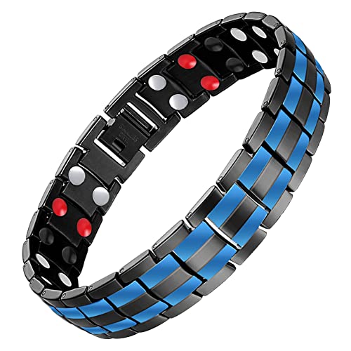 Titanium Steel Magnetic Bracelet with Double Row 4 Elements Magnets.
