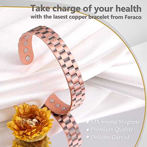 12X Strength Wide Copper Bracelet for Men Magnetic Bracelets for Men.