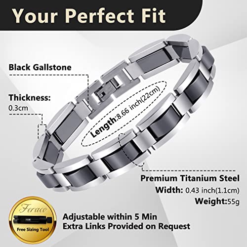 Classic Balck Stainless Steel Mens Magnetic Bracelets.