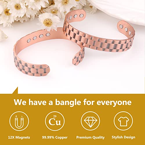 12X Strength Wide Copper Bracelet for Men Magnetic Bracelets for Men.