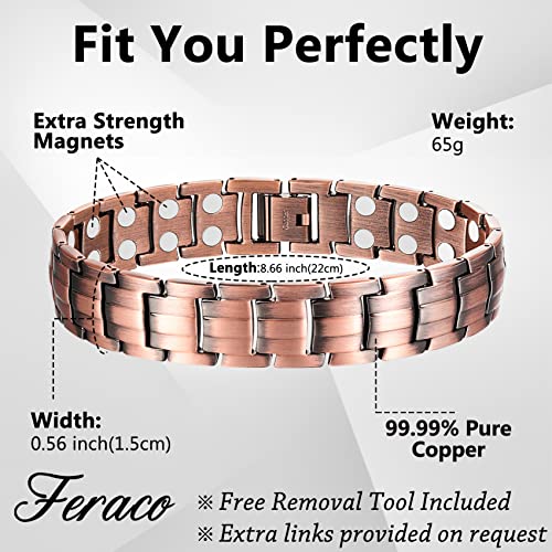 Ultra Strength Pure Copper Men's Magnetic Bracelet+Ring.