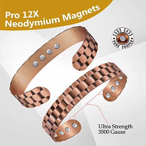12X Strength Wide Copper Bracelet for Men Magnetic Bracelets for Men.