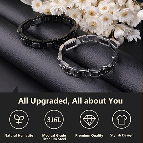 Classic Balck Stainless Steel Mens Magnetic Bracelets.