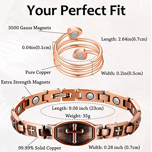 Cross Copper Bracelet for Women for 99.99% Solid Copper Magnetic Bracelets.