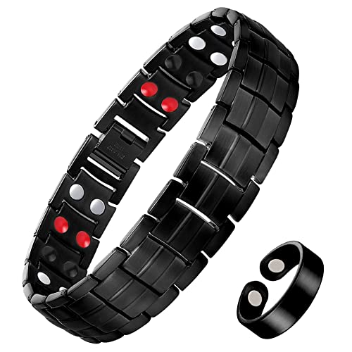 Titanium Steel Magnetic Bracelet with Double Row 4 Elements Magnets.