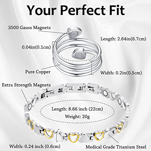 Magnet Bracelet & Ring for Women Titanium Steel Ultra Strength Magnetic Bracelets