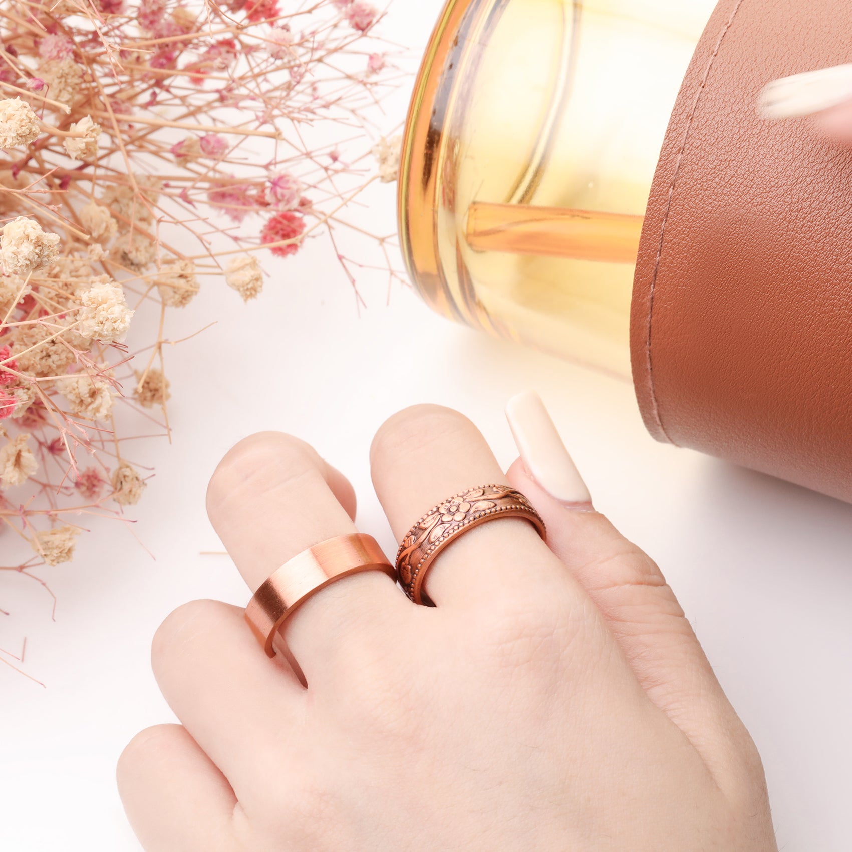 Women's Plum Blossom Magnets Copper Rings