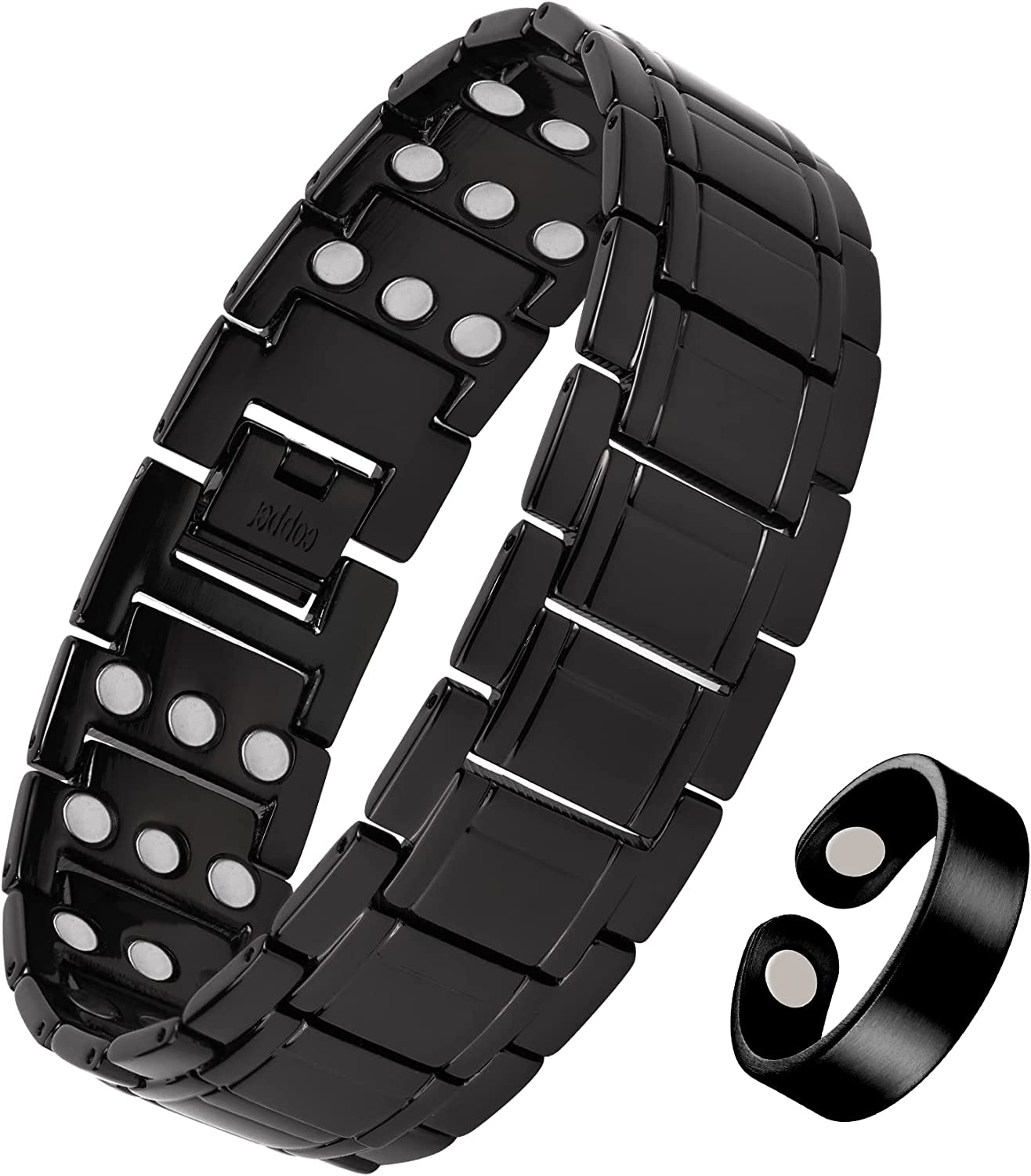 Midnight Black 3X Strength Copper Magnetic Bracelet for men